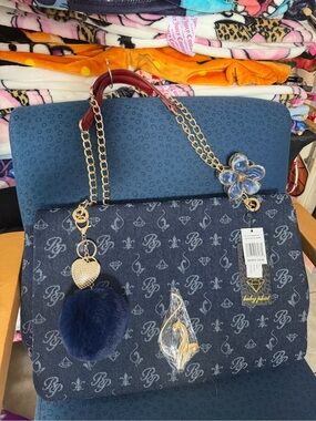 Baby phat Navy Blue Denim over size large baby phat bag